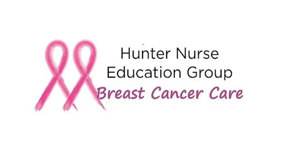 Hunter Nurse Education Group Breast Cancer Care event graphic featuring pink ribbons for the Wound Care Workshop
